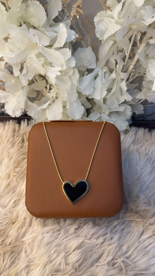 Premium Quality Stainless Steel 18k Black Hearts Necklace