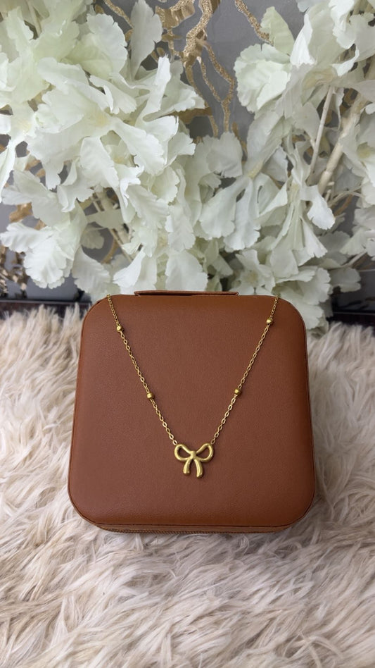 Premium Quality Stainless Steel 18k Luxury Bow Necklace